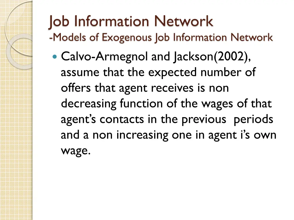 job information network models of exogenous 3