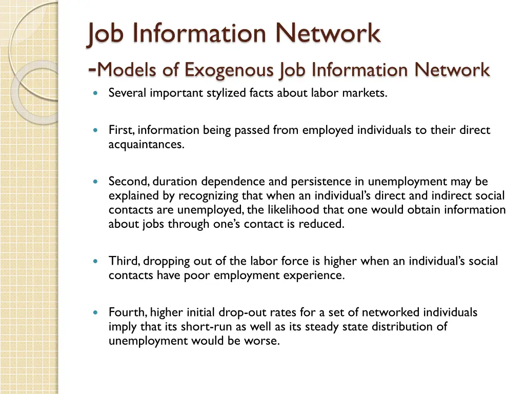 job information network models of exogenous 4