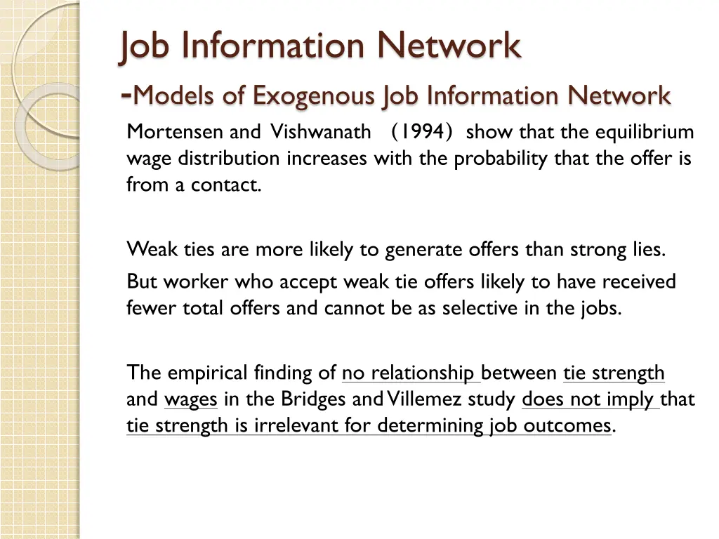 job information network models of exogenous