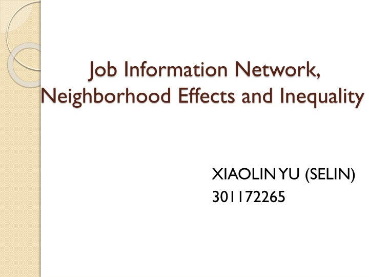 job information network neighborhood effects