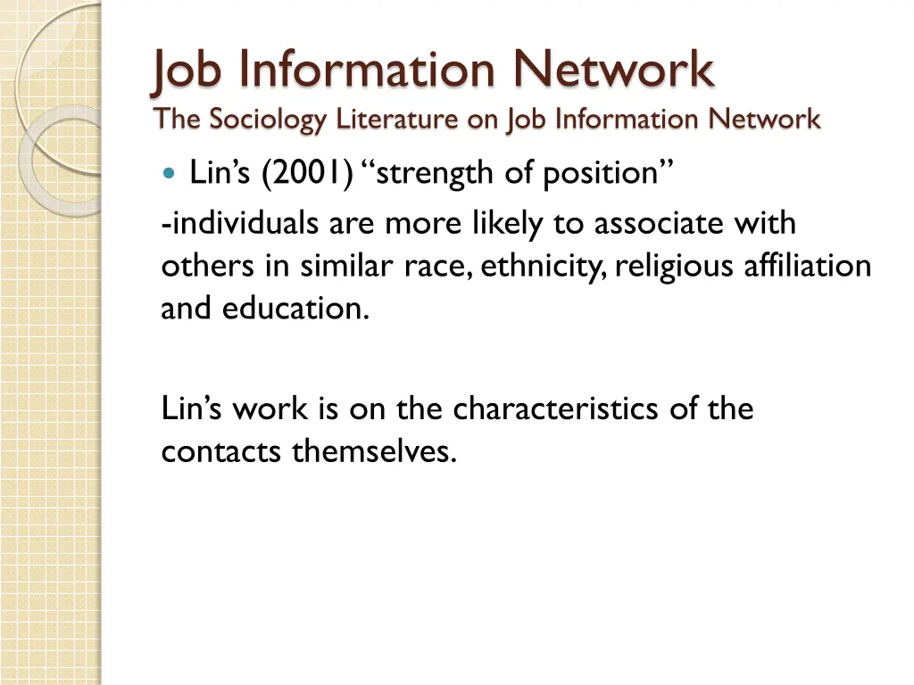 job information network the sociology literature 4