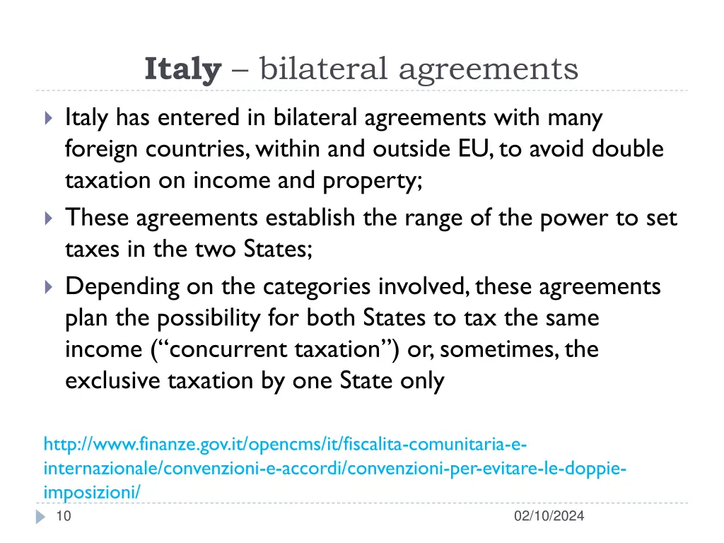 italy bilateral agreements