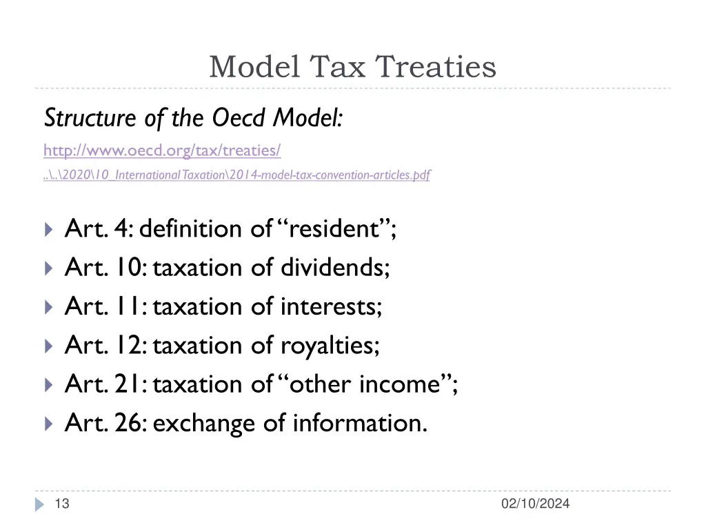 model tax treaties 1