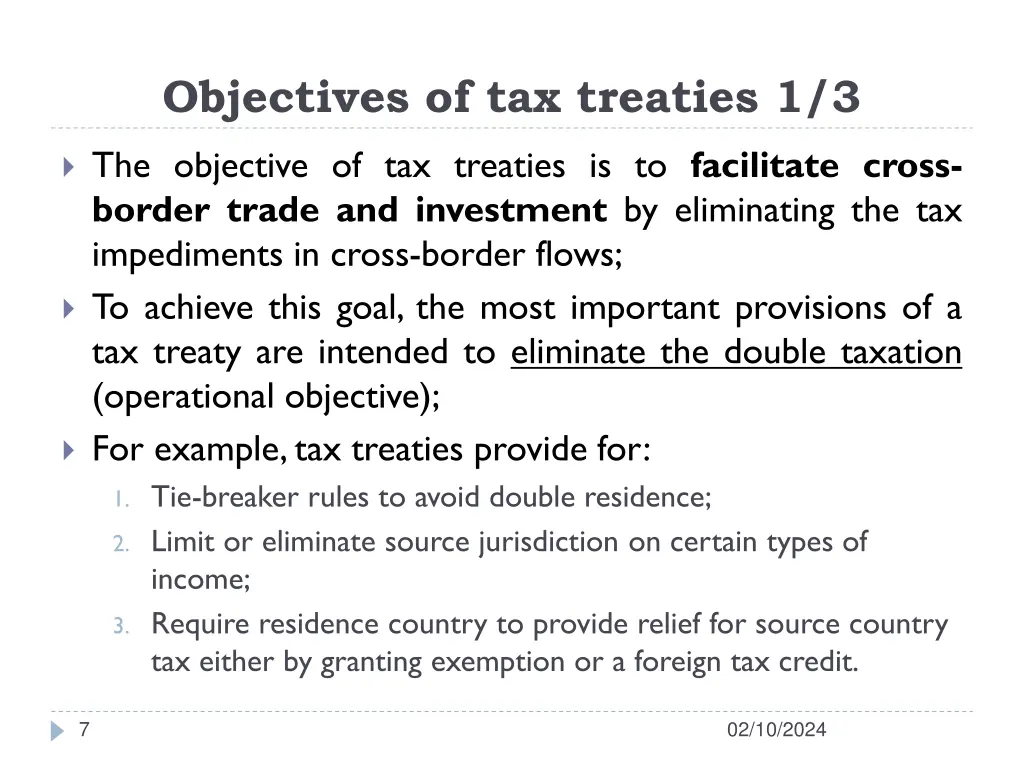 objectives of tax treaties 1 3