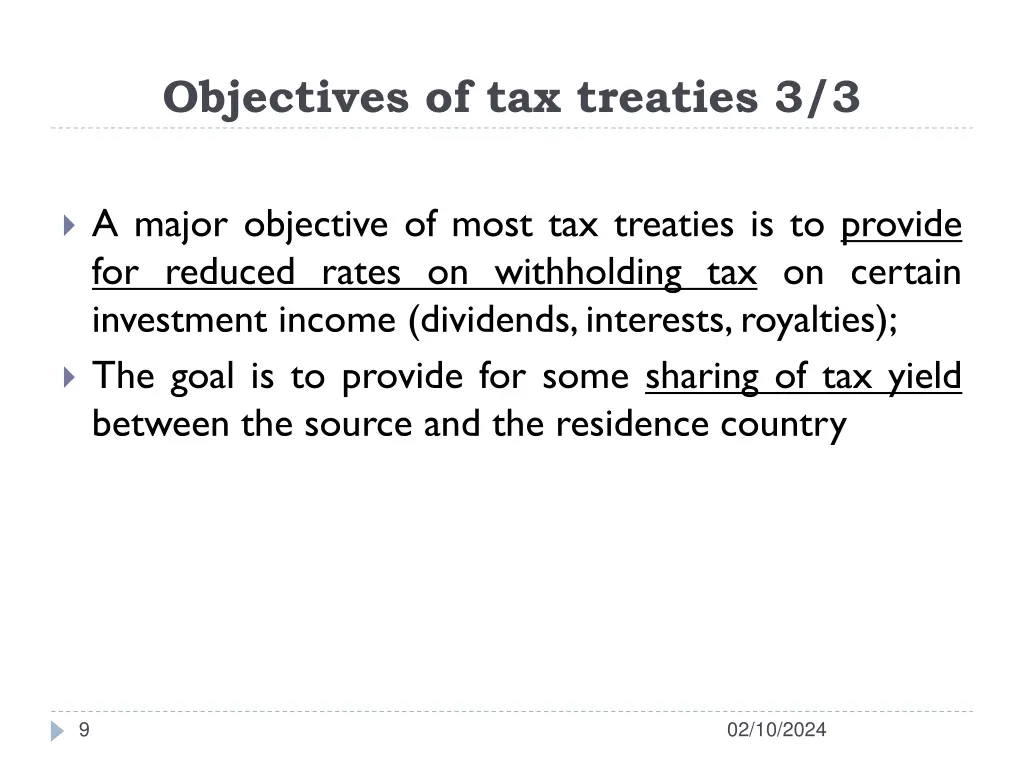 objectives of tax treaties 3 3