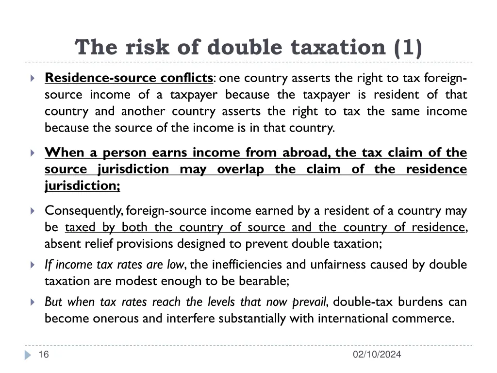 the risk of double taxation 1