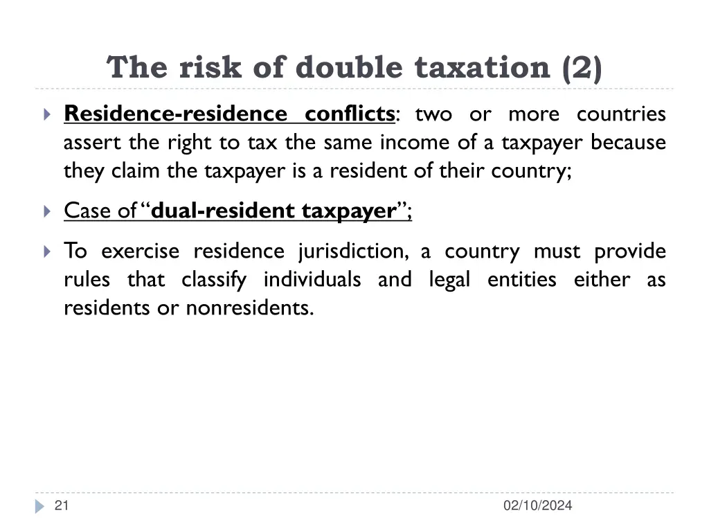 the risk of double taxation 2