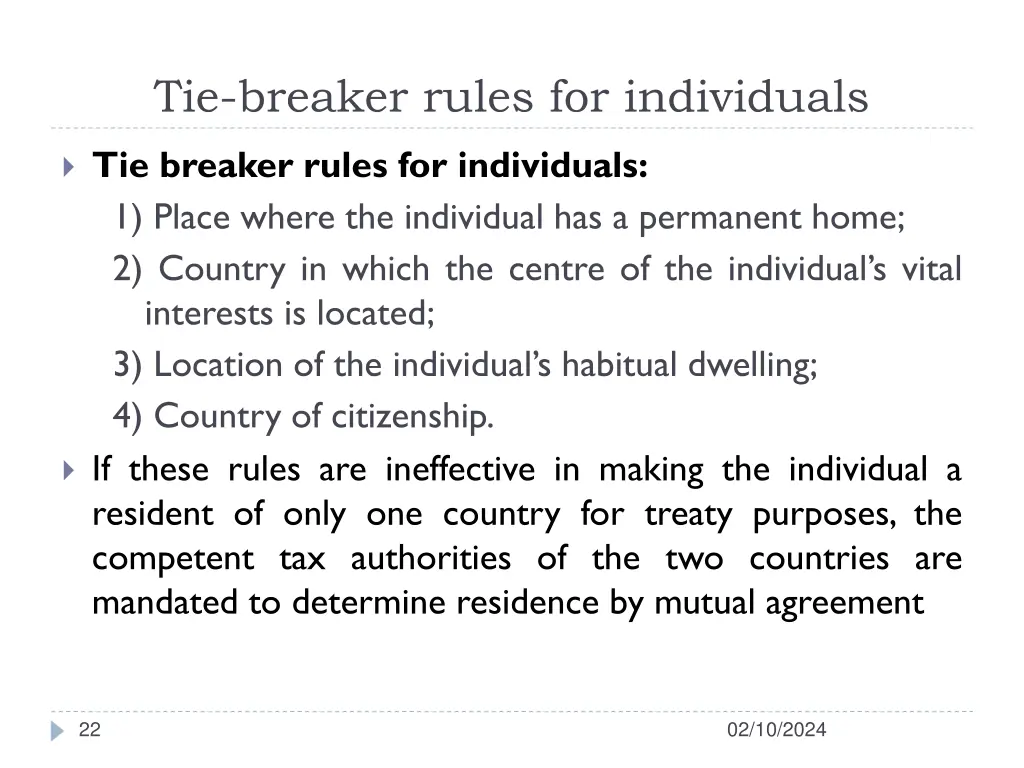 tie breaker rules for individuals