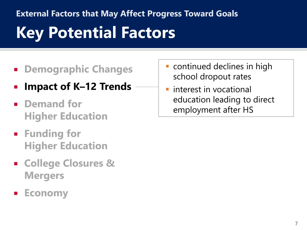 external factors that may affect progress toward 3