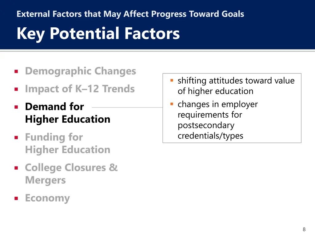 external factors that may affect progress toward 4