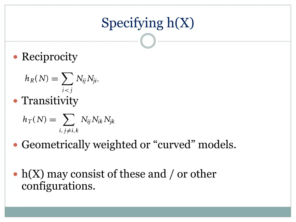 specifying h x