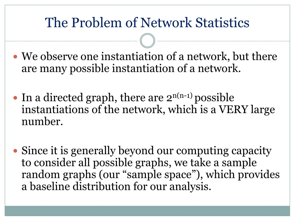 the problem of network statistics 3