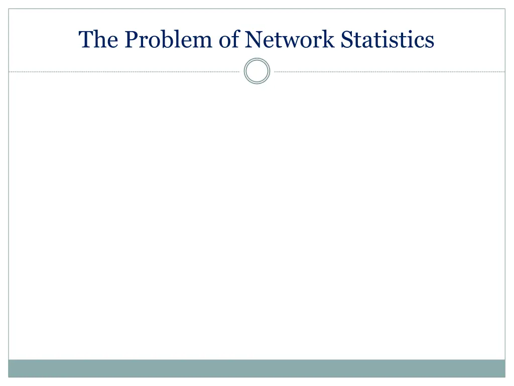 the problem of network statistics