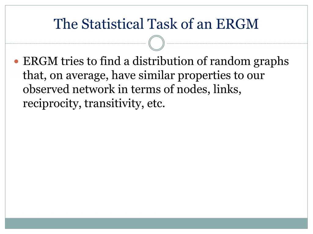 the statistical task of an ergm