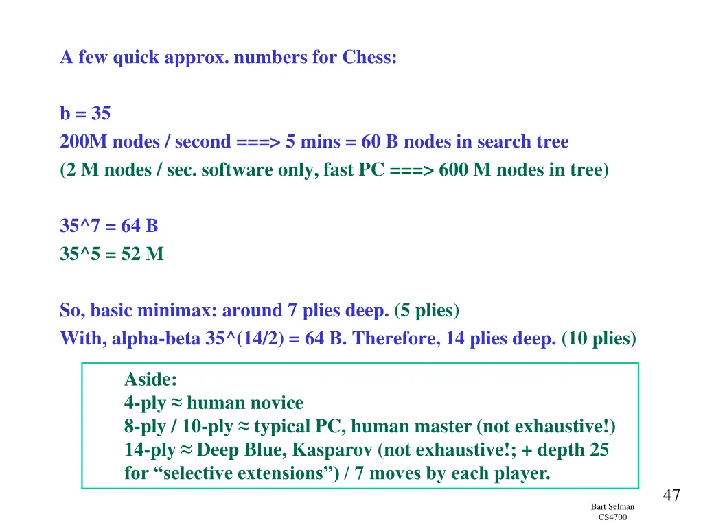 a few quick approx numbers for chess