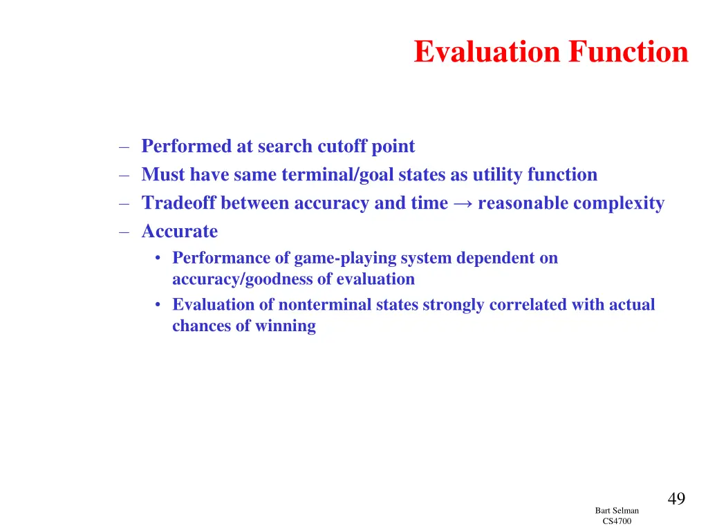 evaluation function