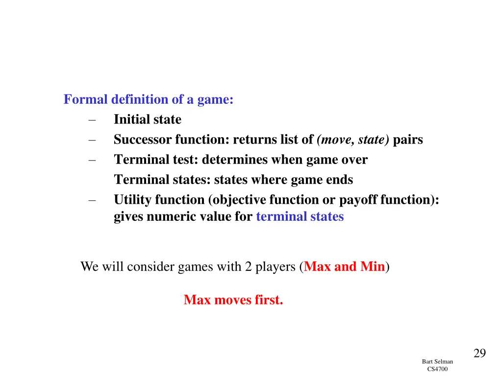 formal definition of a game initial state