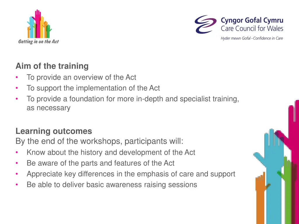 aim of the training to provide an overview