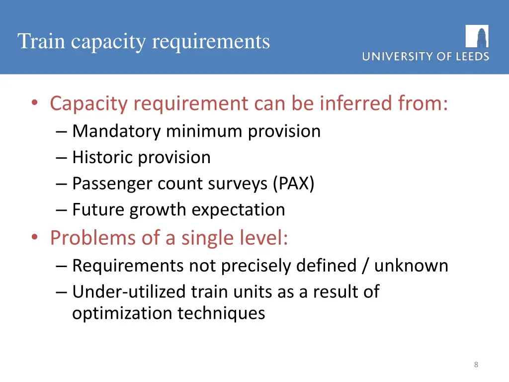 train capacity requirements