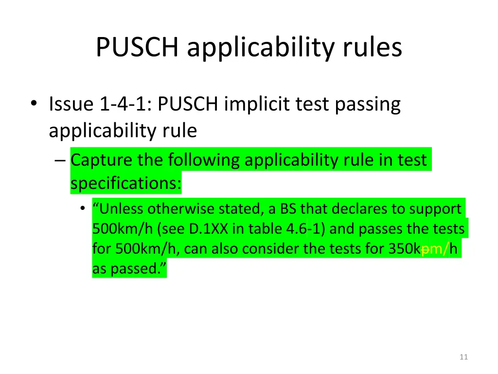 pusch applicability rules 1