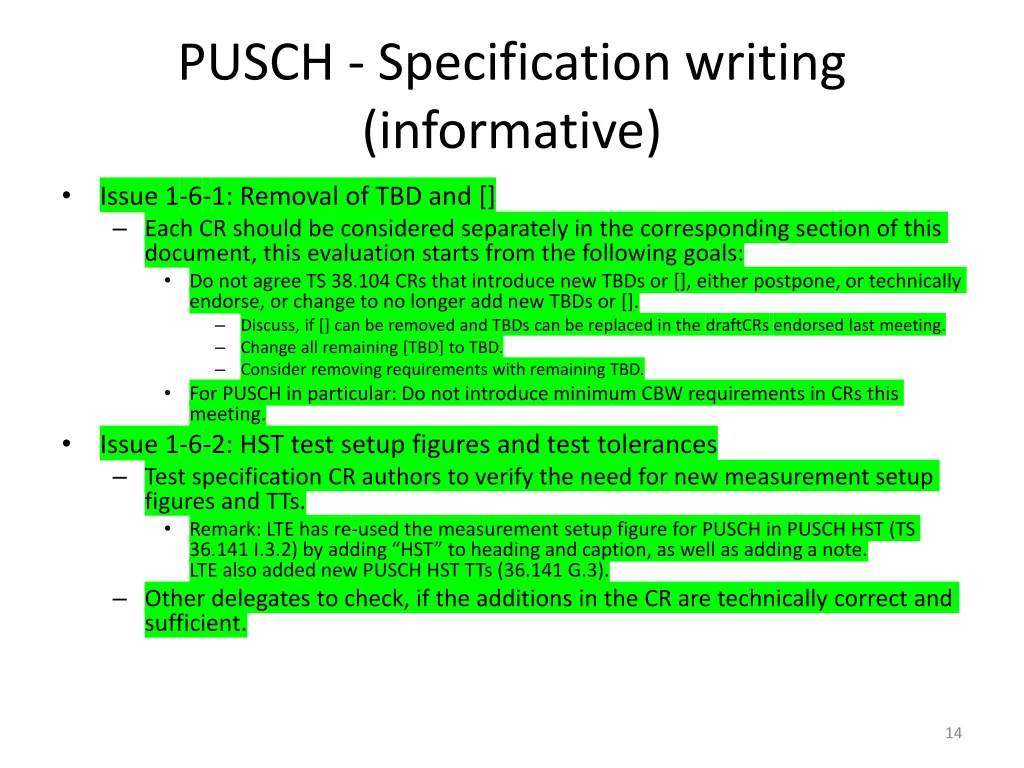 pusch specification writing informative