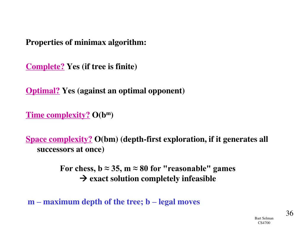 properties of minimax algorithm