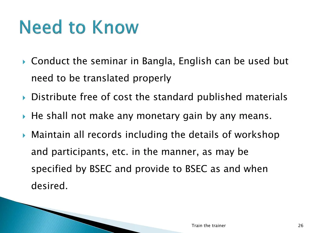 conduct the seminar in bangla english can be used