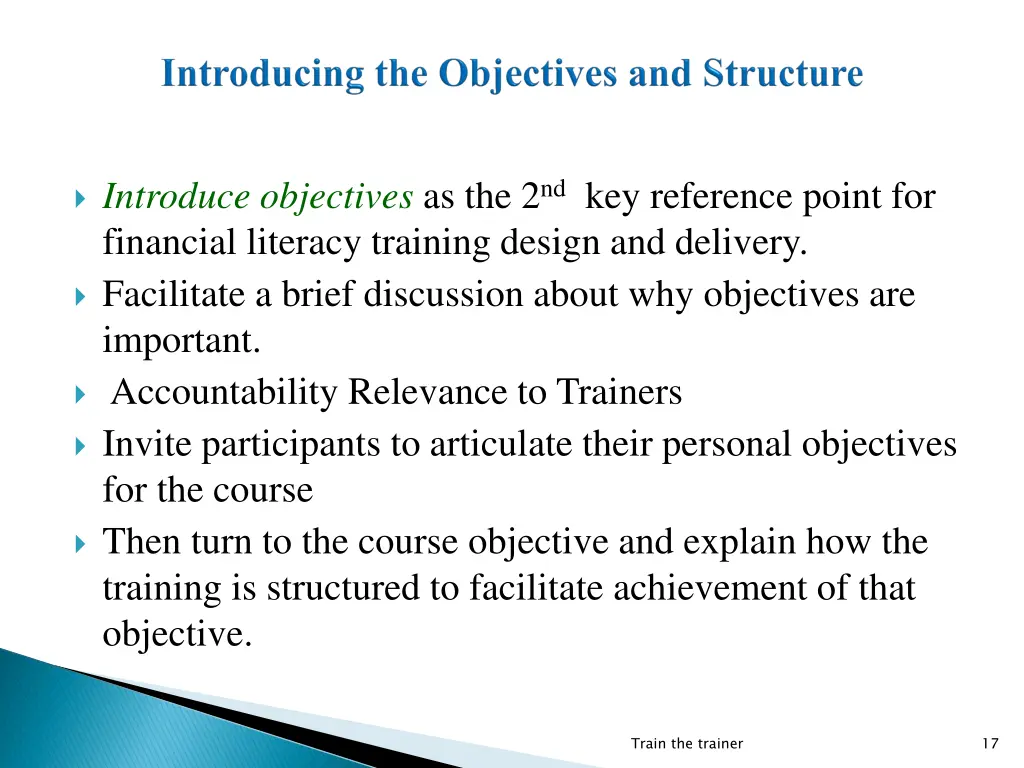 introduce objectives as the 2 nd key reference