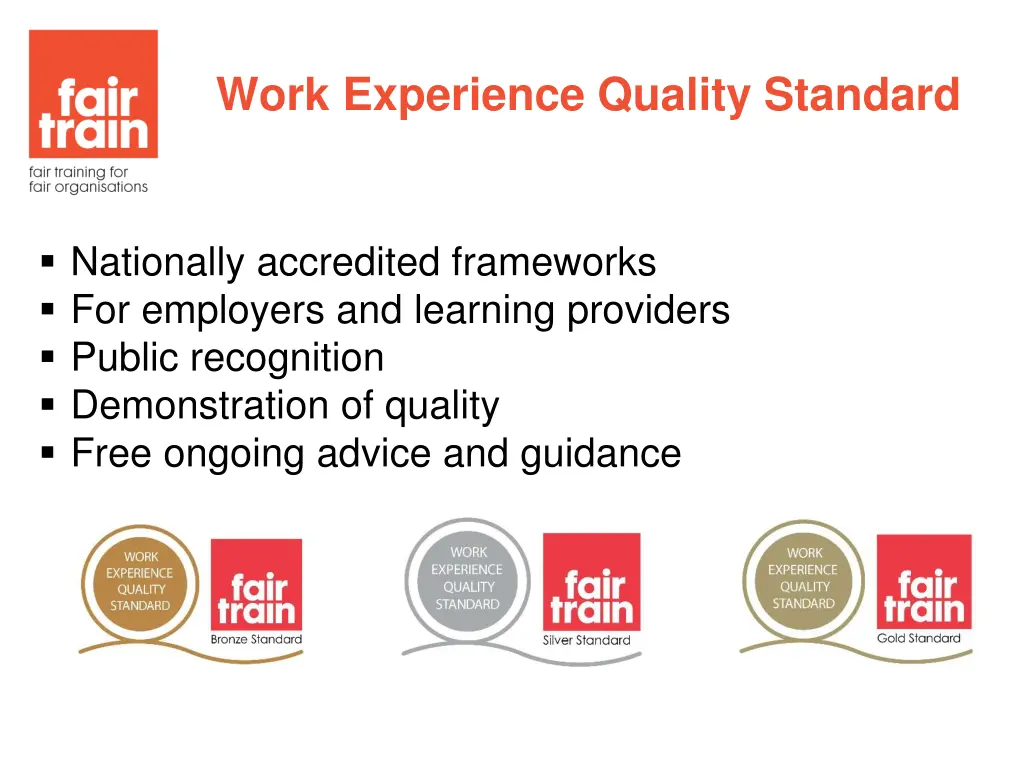 work experience quality standard