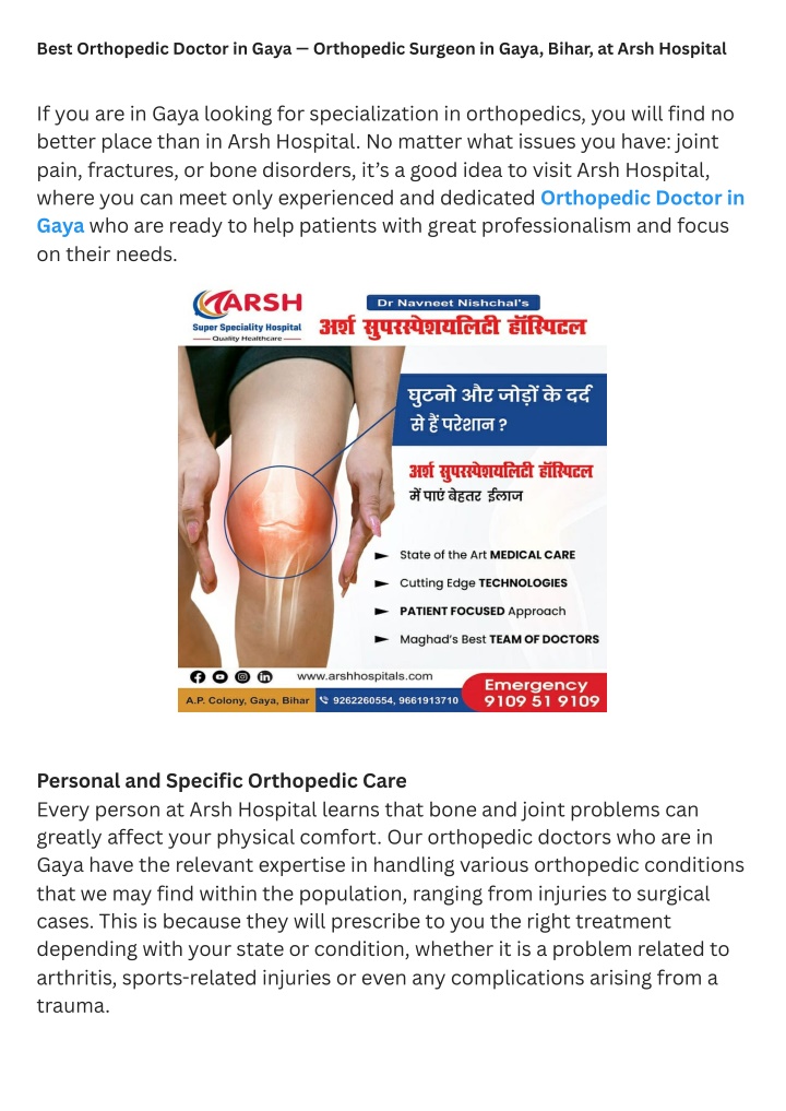 best orthopedic doctor in gaya orthopedic surgeon