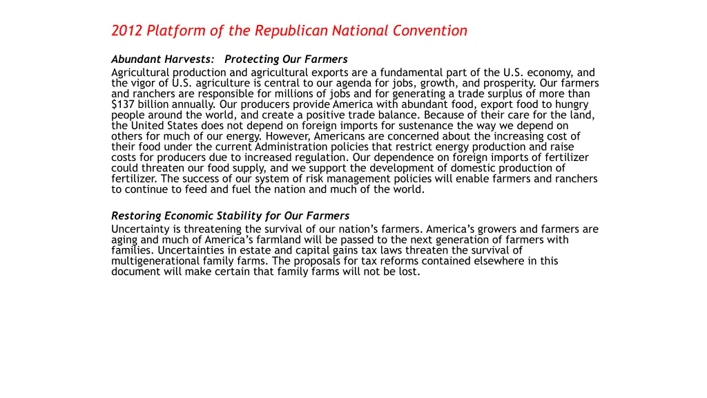 2012 platform of the republican national