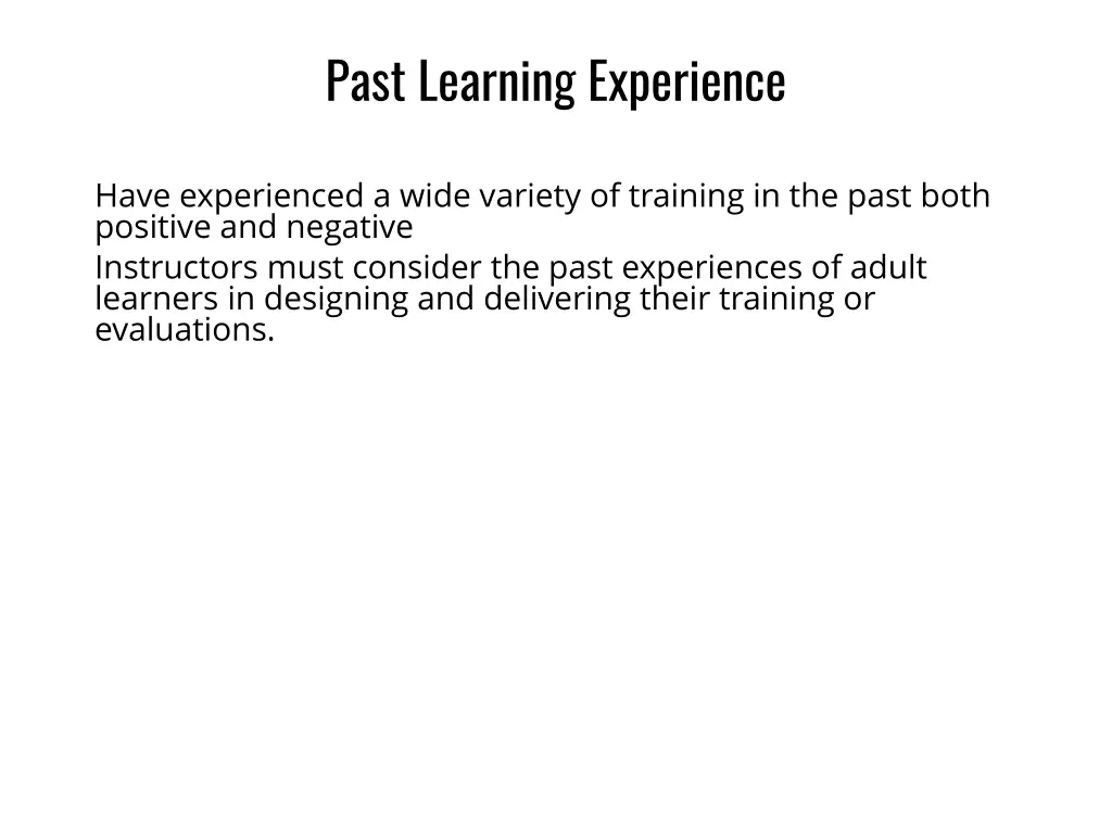 past learning experience