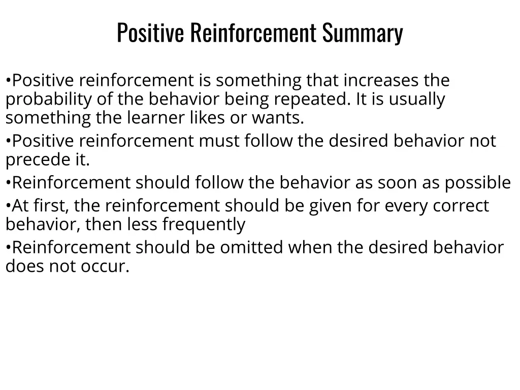 positive reinforcement summary