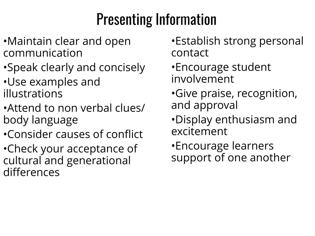 presenting information