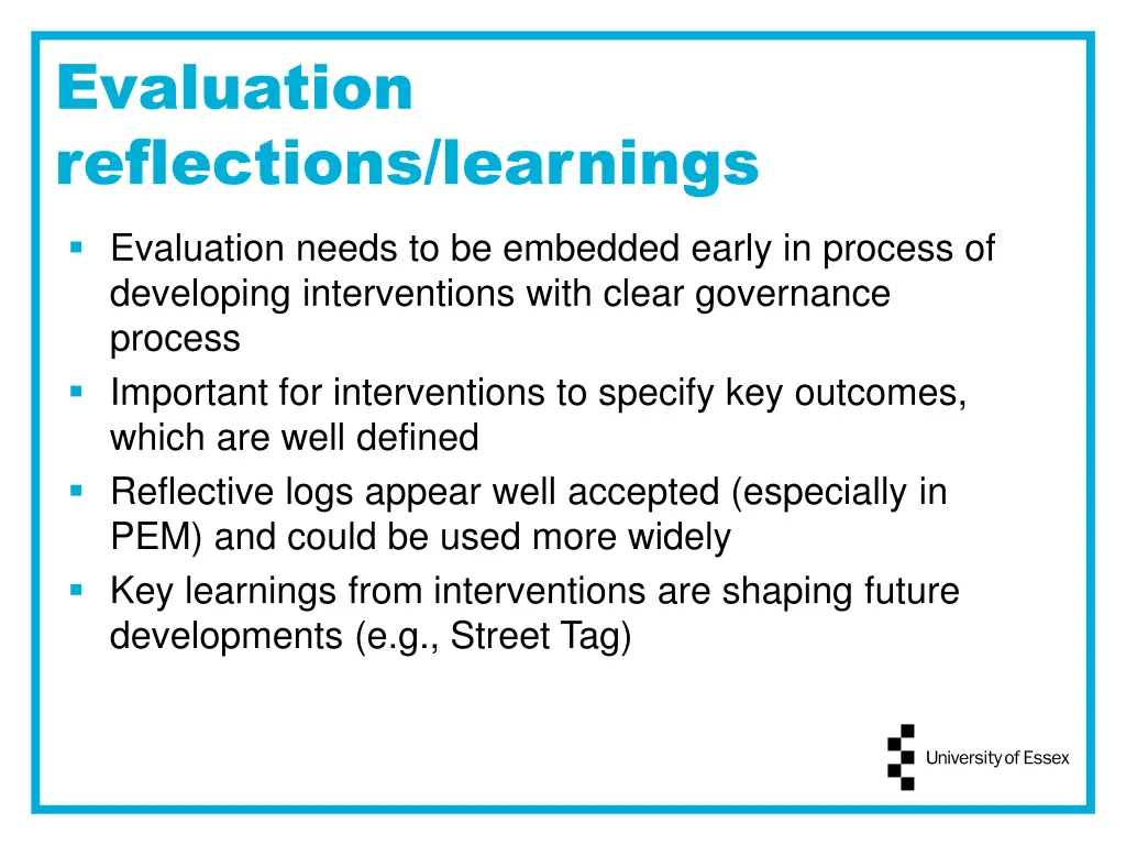 evaluation reflections learnings