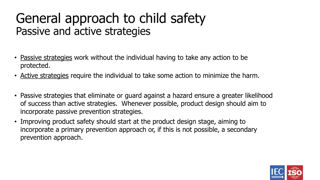 general approach to child safety passive