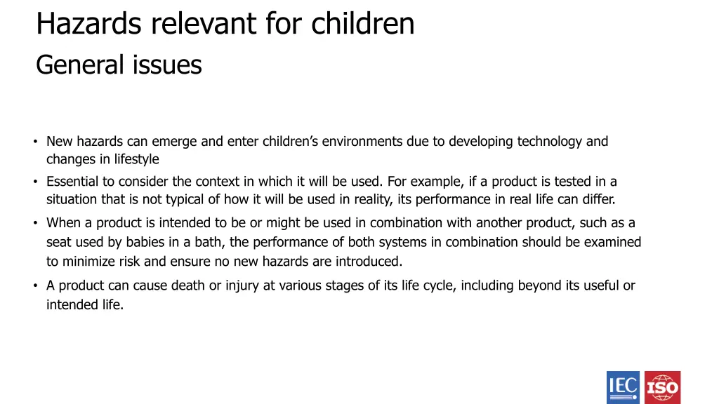 hazards relevant for children general issues