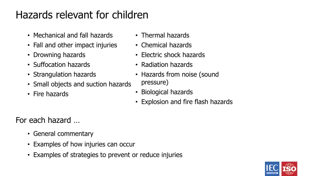 hazards relevant for children