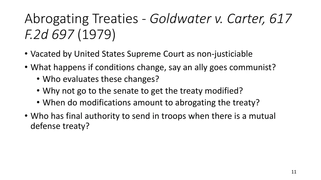 abrogating treaties goldwater v carter