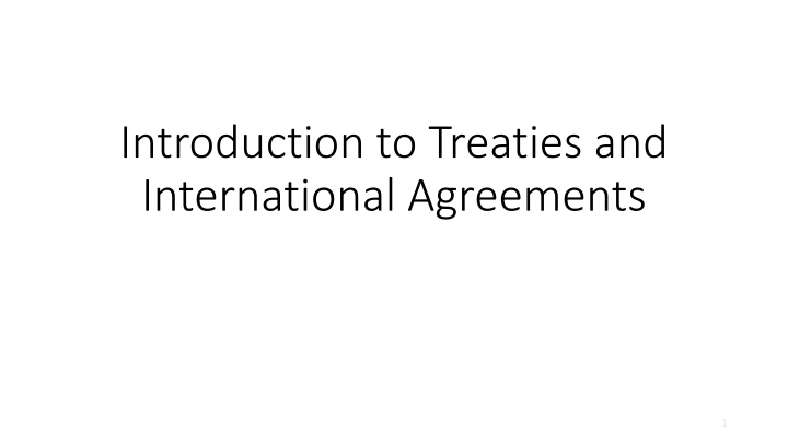 introduction to treaties and international