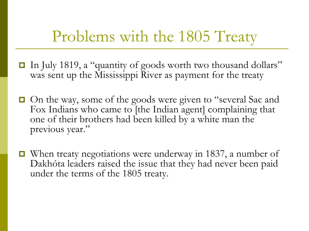 problems with the 1805 treaty 1