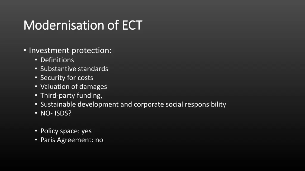 modernisation of ect modernisation of ect