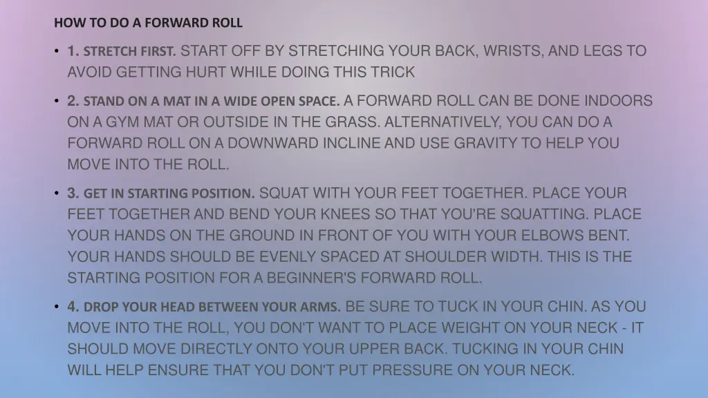 how to do a forward roll