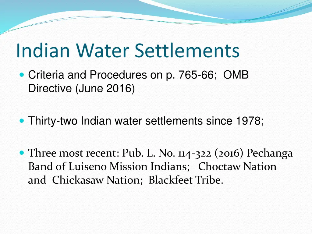 indian water settlements criteria and procedures