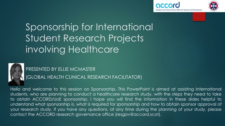 sponsorship for international student research
