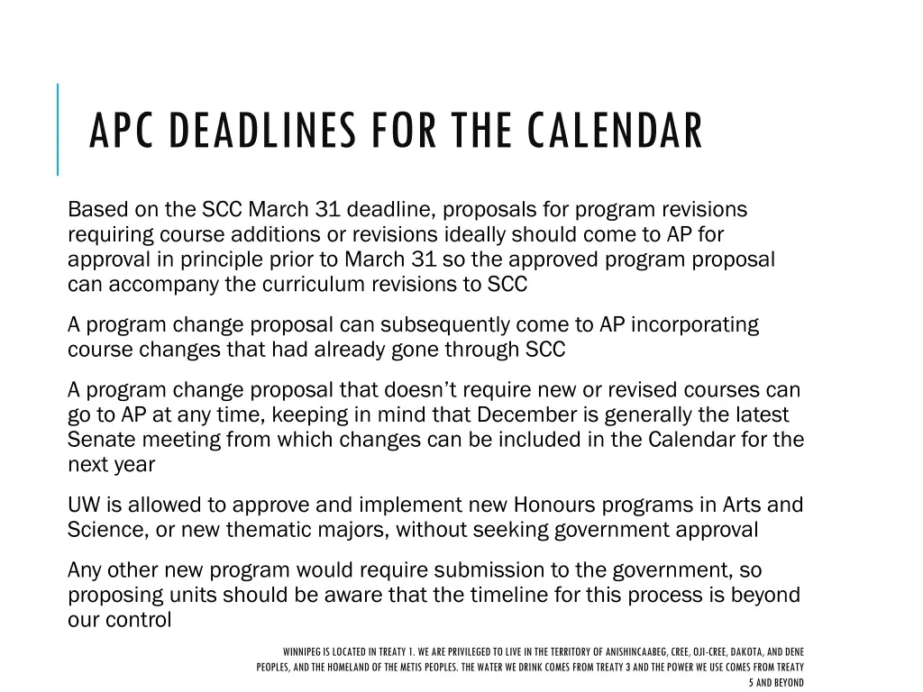 apc deadlines for the calendar