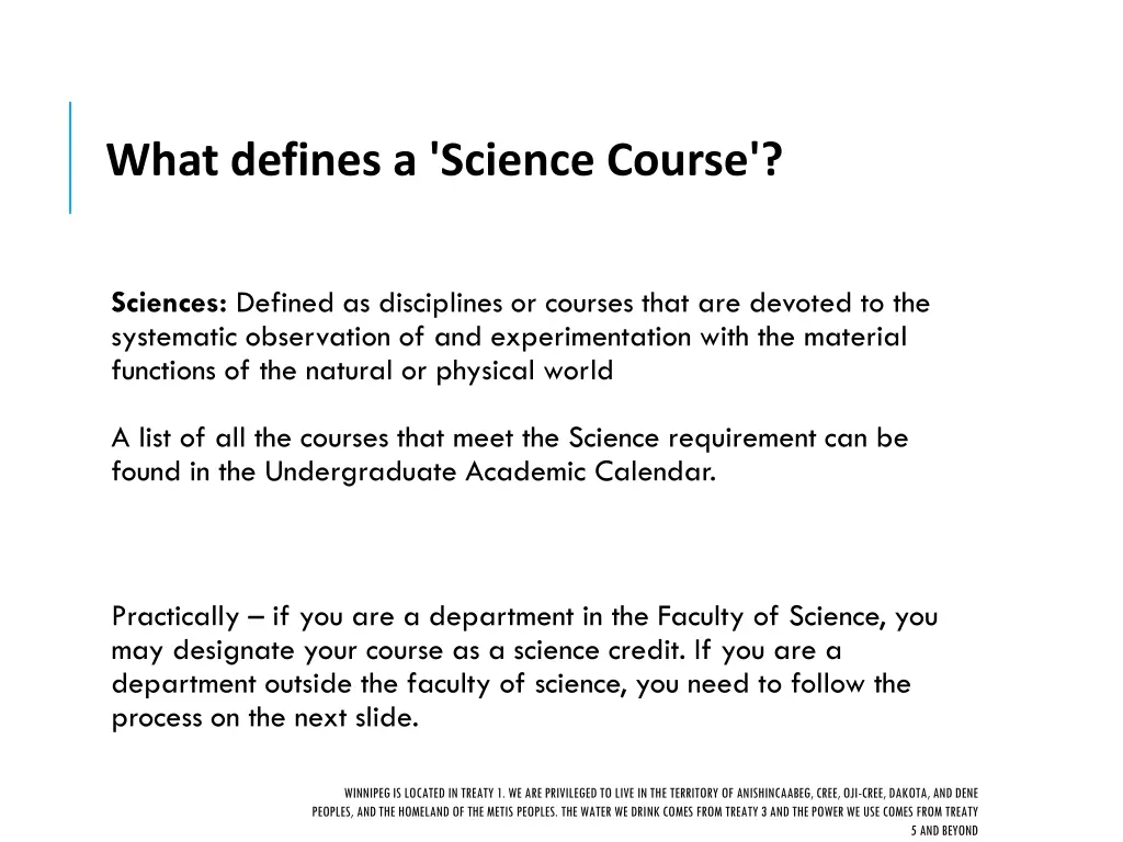 what defines a science course