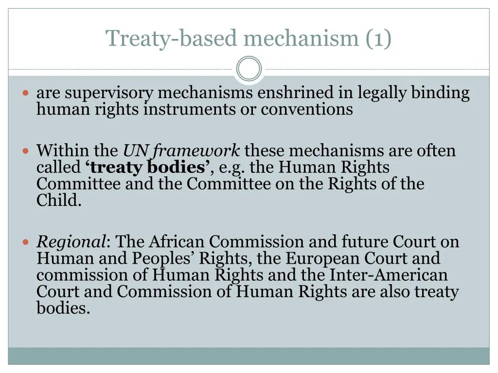 treaty based mechanism 1