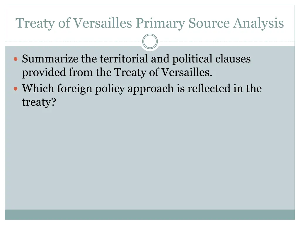 treaty of versailles primary source analysis