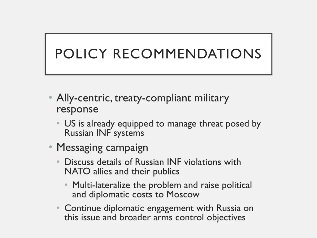 policy recommendations